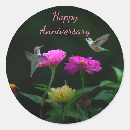 Hummingbirds Happy Anniversary Sticker