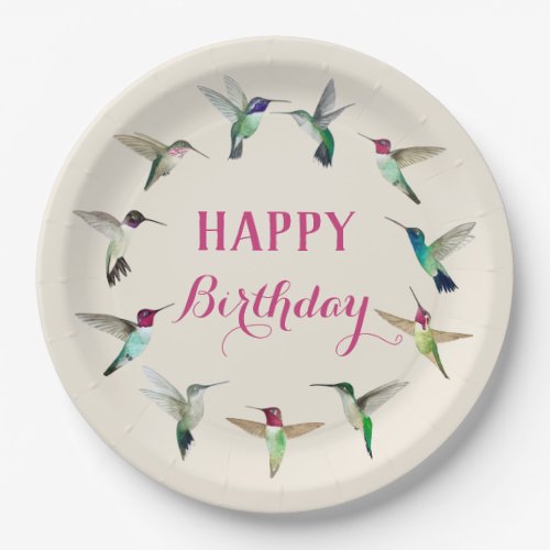 Hummingbirds Happy Birthday Paper Plates