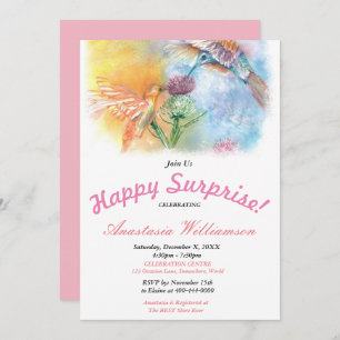 HUMMINGBIRDS HAPPY SURPRISE PARTY INVITATION