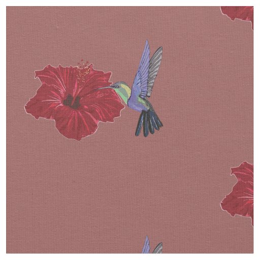Hummingbirds Hibiscus Floral Art Fabric