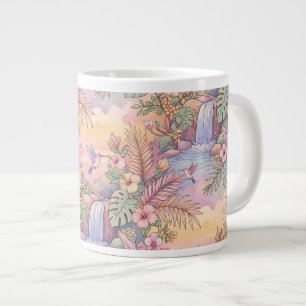Hummingbirds Hibiscus Waterfall Cheerful Giant Coffee Mug