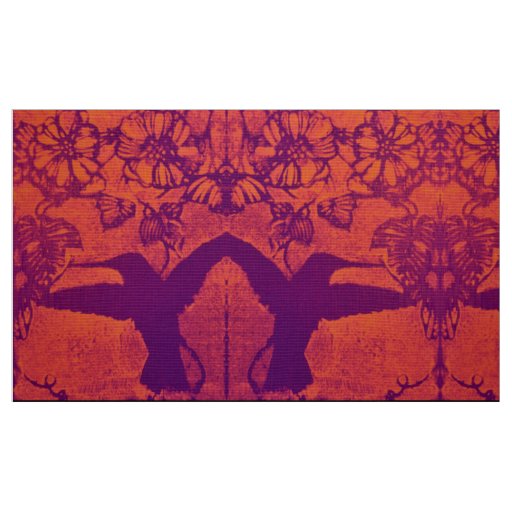 Hummingbirds in Faded Reds Fabric
