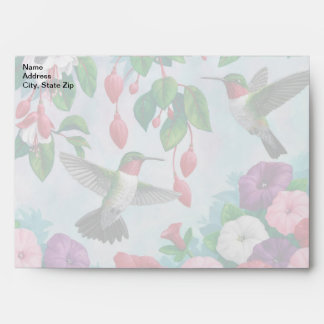 Hummingbirds in Fuchsia Flower Garden Envelope