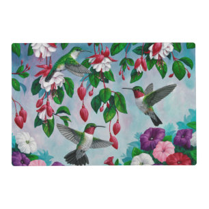 Hummingbirds in Fuchsia Flower Garden Placemat
