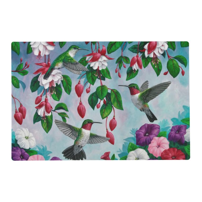 Hummingbirds in Fuchsia Flower Garden Placemat (Front)