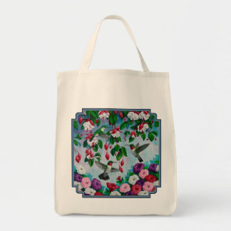 Hummingbirds in Fuchsia Flower Garden Tote Bag
