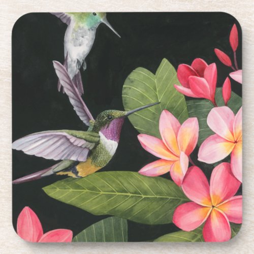 Hummingbirds In the Plumeria Beverage Coaster