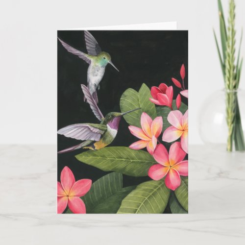 Hummingbirds In the Plumeria Card