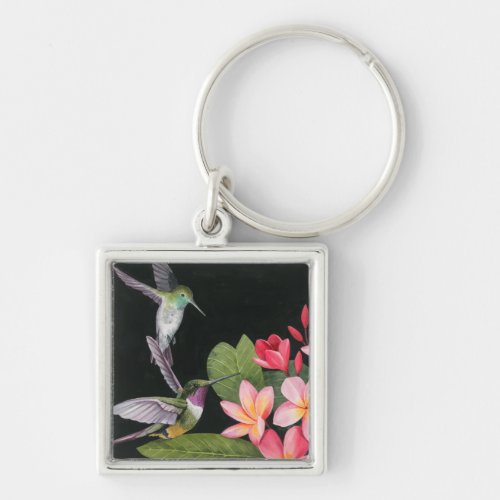 Hummingbirds In the Plumeria Keychain