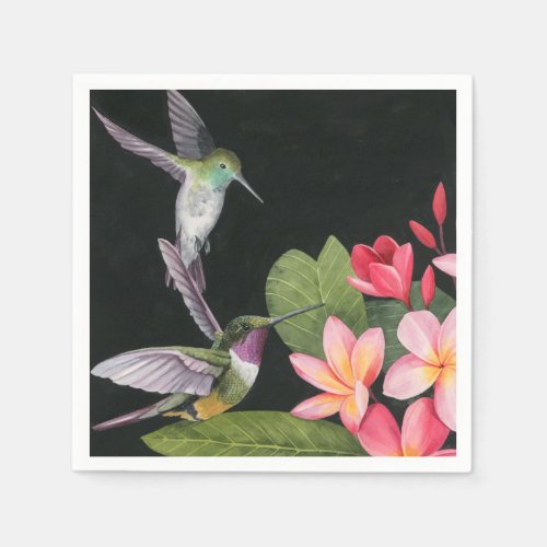 Hummingbirds In the Plumeria Napkins