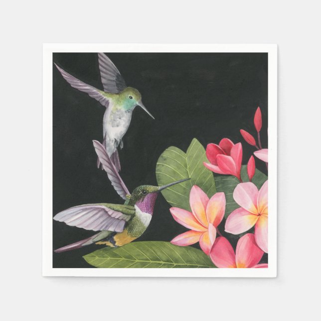 Hummingbirds In the Plumeria Napkins (Front)