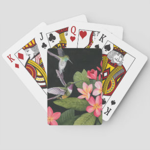 Hummingbirds In the Plumeria Poker Cards