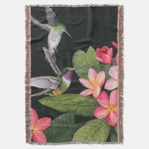 Hummingbirds In the Plumeria Throw Blanket