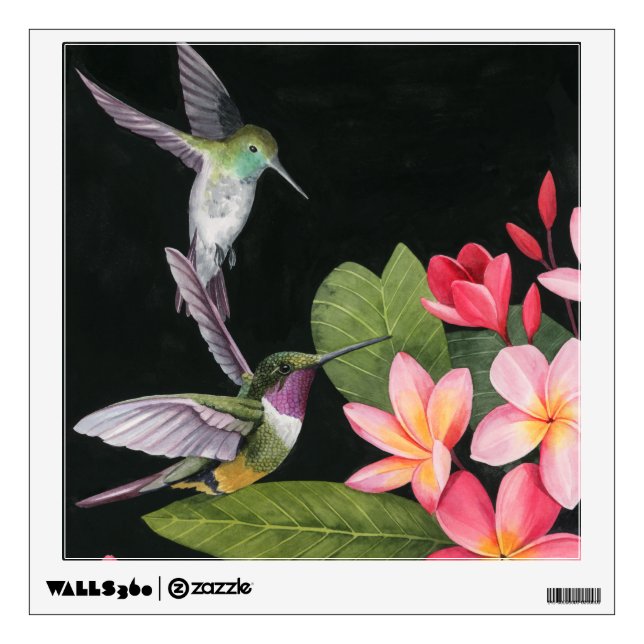Hummingbirds In the Plumeria Wall Decal (Front)
