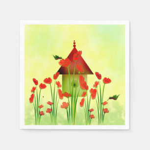 Hummingbirds in the Poppies Paper Napkins