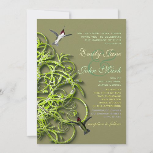 Hummingbirds Lime Tree Wedding Invitation