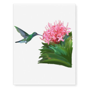 Hummingbirds love pink flowers temporary tattoos