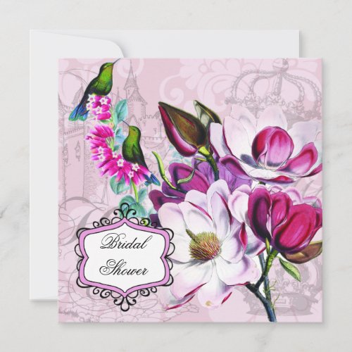 Hummingbirds Magnolias Bridal Shower Invitation