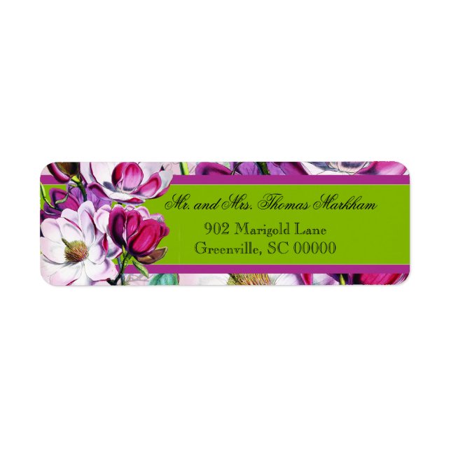 Hummingbirds Magnolias Personalized Address Labels (Front)