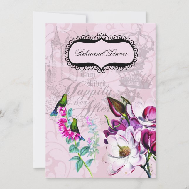 Hummingbirds Magnolias Rehearsal Dinner Invitation (Front)