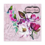 Hummingbirds Magnolias Square Wedding Invitation