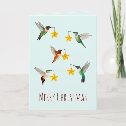 Hummingbirds Merry Christmas  Holiday Card