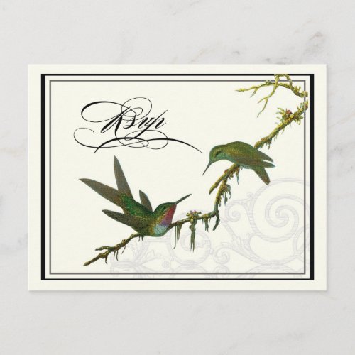 Hummingbirds n Swirls _  Wedding Postcard RSVP