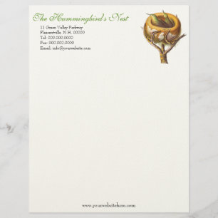 Hummingbird's Nest Letterhead for Humminbird Lover