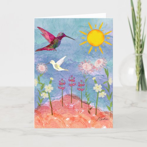 Hummingbirds Note Card Blank Inside Thank You Card