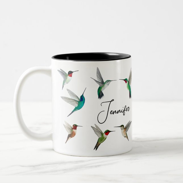 Hummingbirds of North America Two-Tone Coffee Mug (Left)