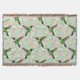 Hummingbirds on a Floral background throw Blanket
