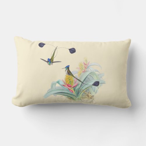 Hummingbirds on Bromeliads Outdoor Lumbar Pillow