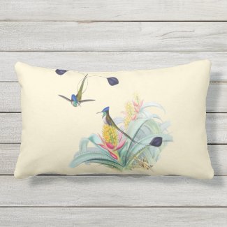 Hummingbirds on Bromeliads Outdoor Lumbar Pillow