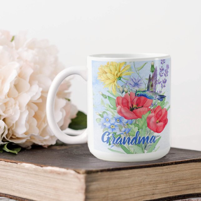 Hummingbirds Personalized Grandma Coffee Mug (Personalized Hummingbird Coffee mug for Grandma or mom)