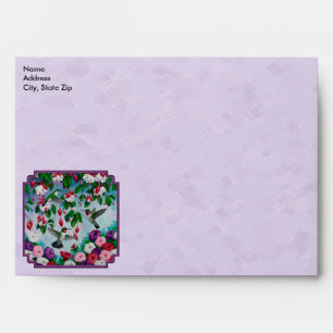 Hummingbirds Pink Fuchsia Flowers Lavender Envelope