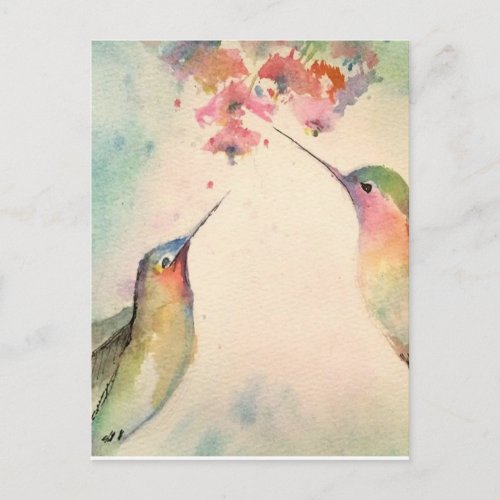 hummingbirds postcard