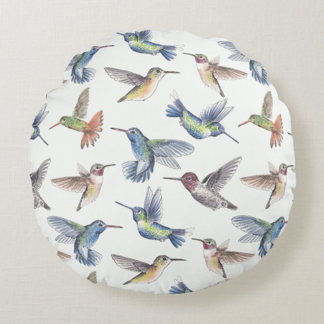 Hummingbirds Round Pillow (Front)