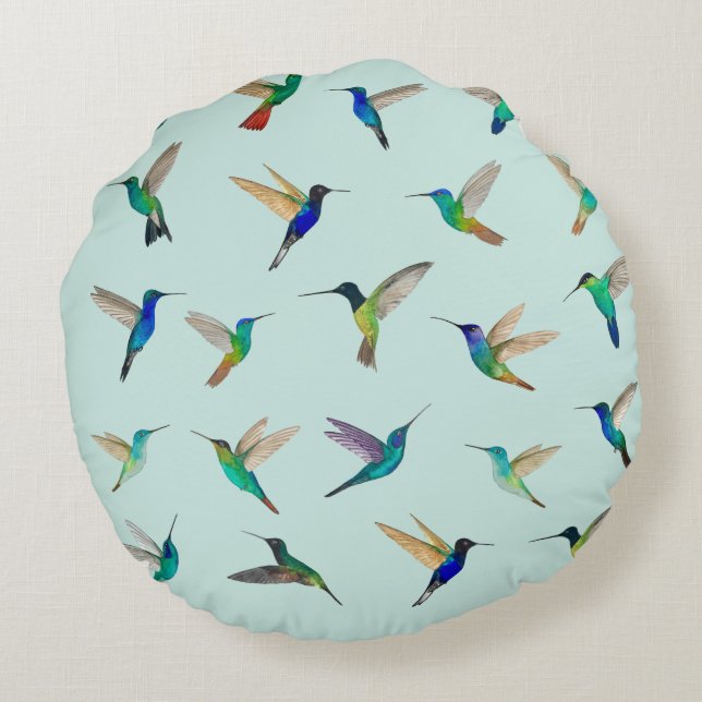 Hummingbirds Round Pillow (Back)