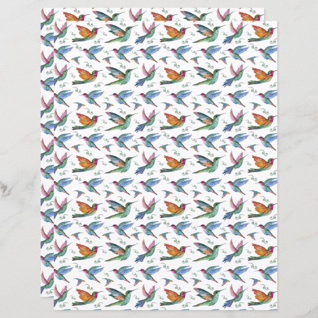 Hummingbirds Scrapbook Paper (Front/Back)