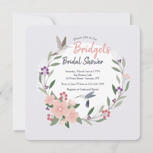 Hummingbirds Square Invitation