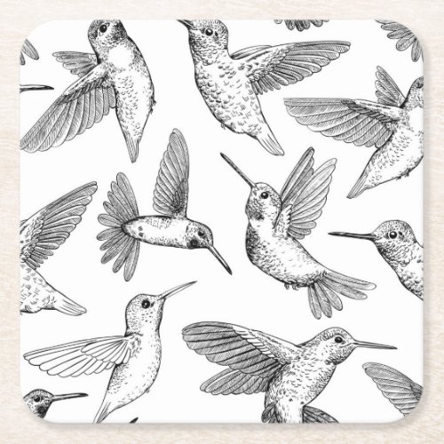 Hummingbirds Square Paper Coaster