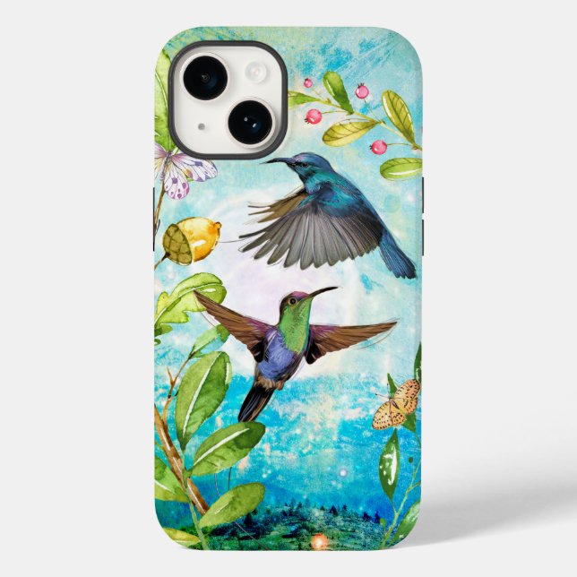 Hummingbirds Sunrise Floral Garden Botanical Case-Mate iPhone Case (Back)