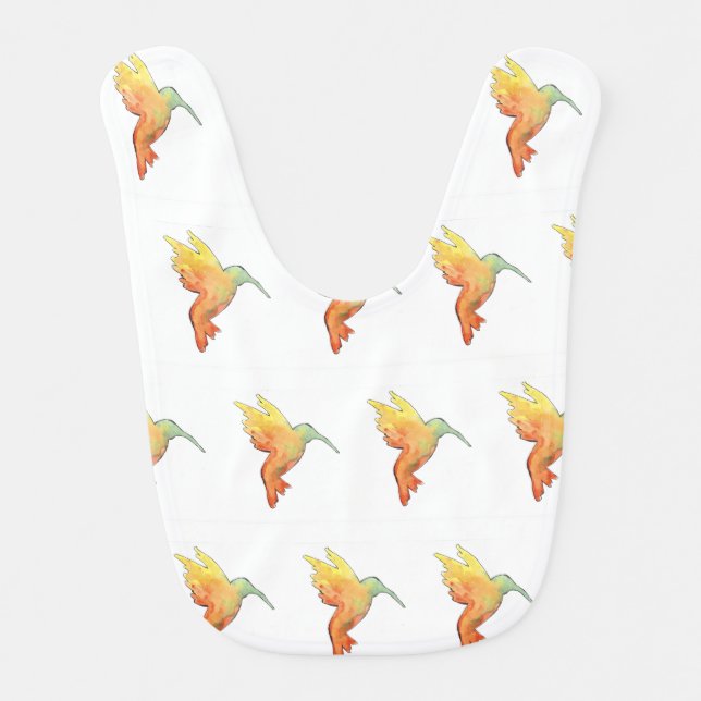 Hummingbirds take flight fabric bib (Front)