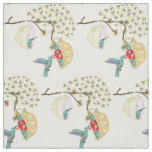 Hummingbirds Teacups Spring Floral Garden Fabric