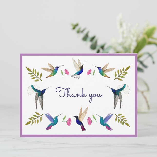 Hummingbirds Thank You Card (Standing Front)