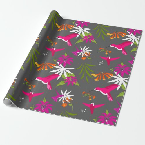 Hummingbirds Tropical Rainforest Colourful Print Wrapping Paper