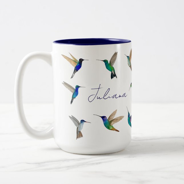 Hummingbirds Two-Tone Coffee Mug (Left)