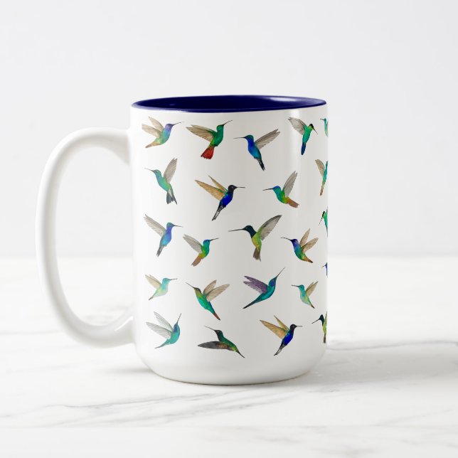 Hummingbirds Two-Tone Coffee Mug (Left)