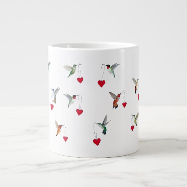 Hummingbirds Valentine's Day Giant Coffee Mug (Front)