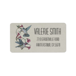 Hummingbirds & Vine Label